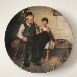 Norman Rockwell Vintage plate! W/Holder!